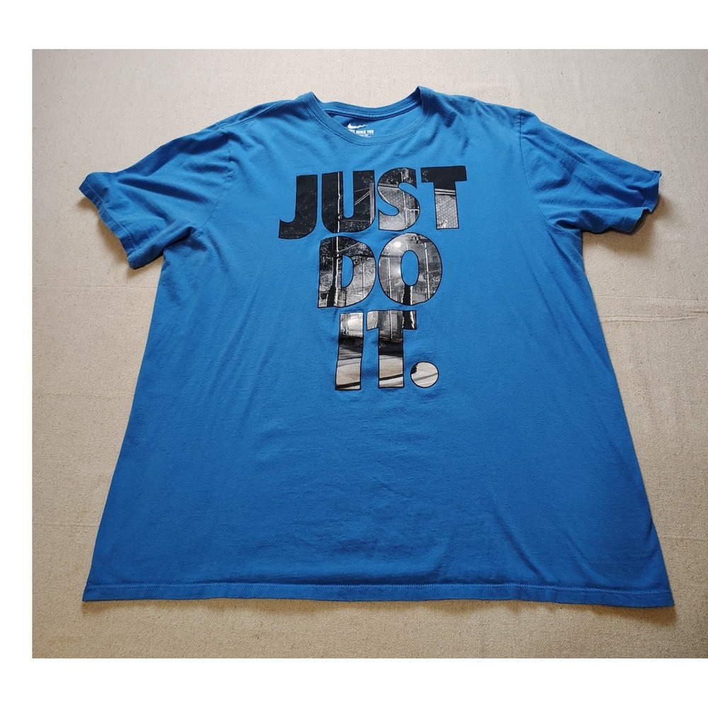 Nike Mens Just Do It Graphic T-Shirt Blue Athletic Cut XL Short Sleeve Tee 21